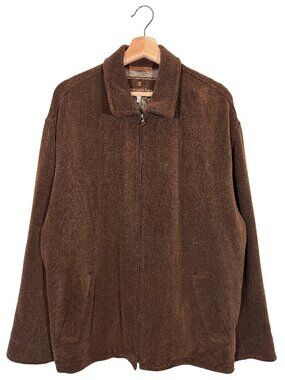 Ermenegildo Zegna Mainline Cotton Chevron Knit Full Zip Jacket Brown mens size M